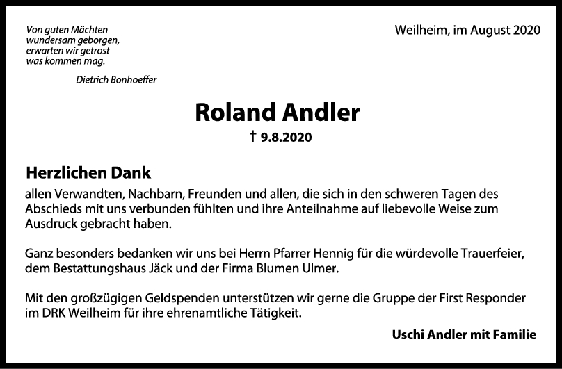 Trauer Roland Andler <br><p style=