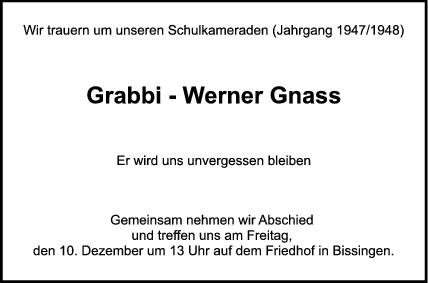 Trauer Werner Gnass <br><p style=