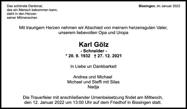 Trauer Karl Gölz <br><p style=