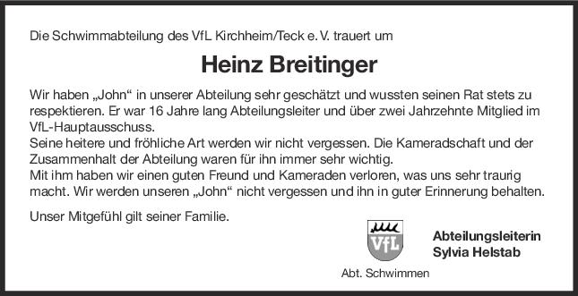 Nachruf Heinz Breitinger <br><p style=