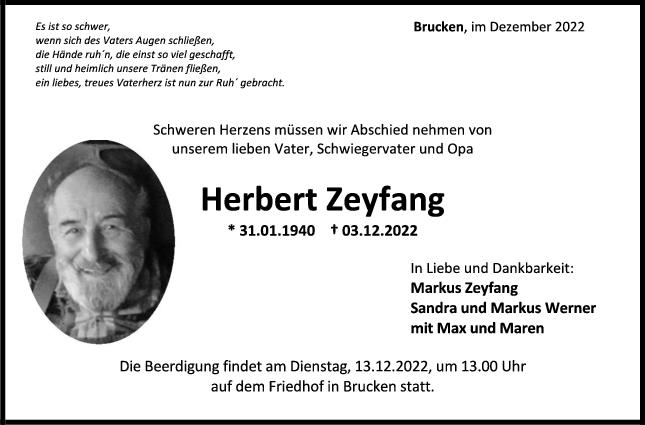Trauer Herbert Zeyfang 09/12/2022