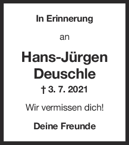 Nachruf Hans-Jürgen Deuschle 02/07/2022