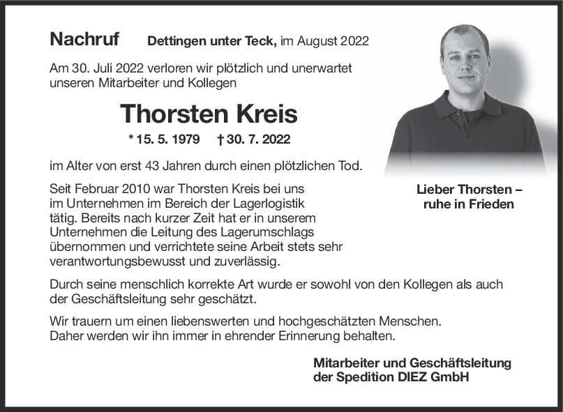 Nachruf Thorsten Kreis <br><p style=