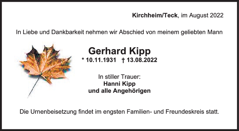Trauer Gerhard Kipp <br><p style=