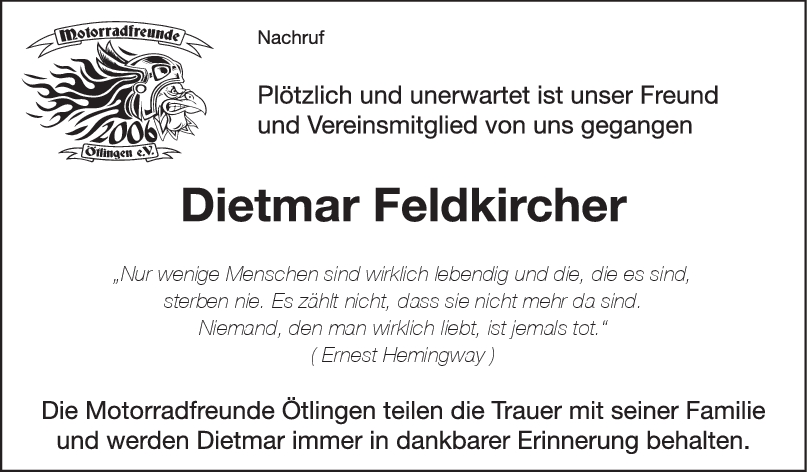 Nachruf Dietmar Feldkircher <br><p style=