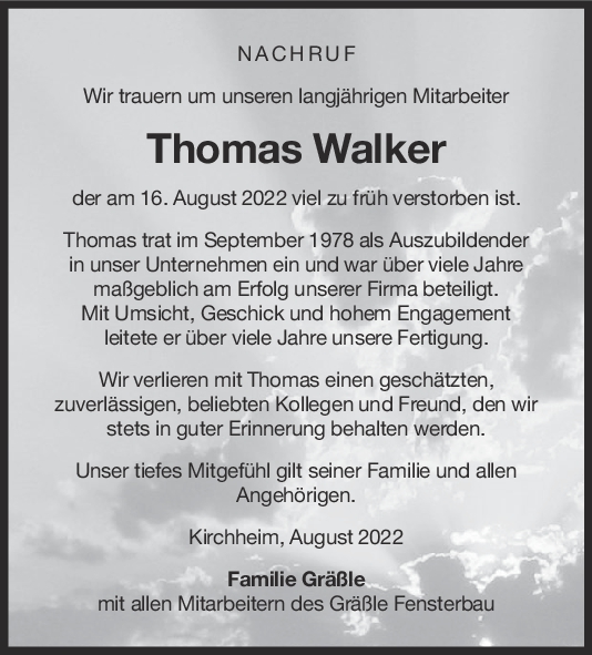 Nachruf Thomas Walker <br><p style=