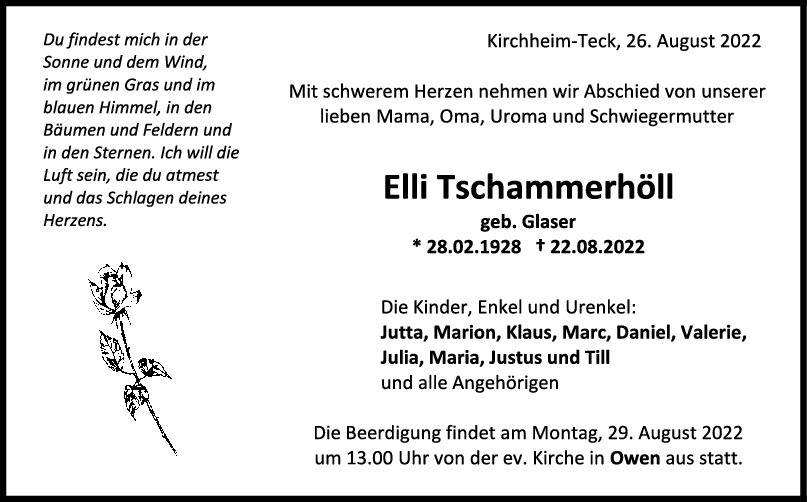 Trauer Elli Tschammerhöll <br><p style=
