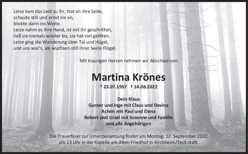 Trauer Martina Krönes <br><p style=