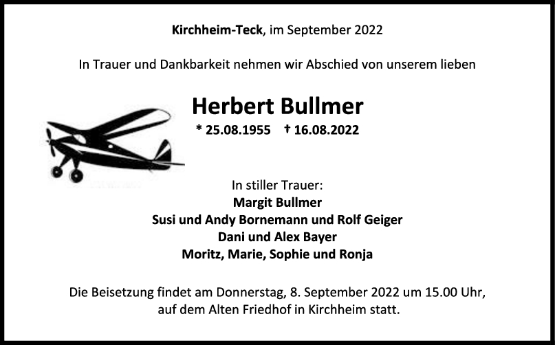 Trauer Herbert Bullmer <br><p style=