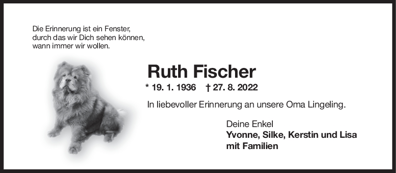Nachruf Oma Ruth Fischer <br><p style=