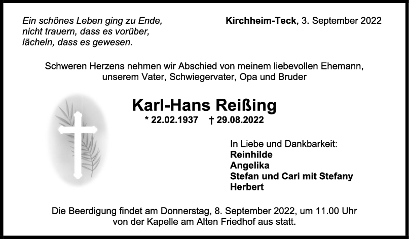 Trauer Karl-Hans Reißing <br><p style=