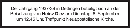 Nachruf Heinz Diez <br><p style=