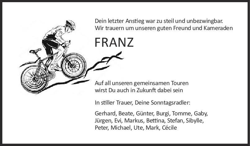 Nachruf Franz Ochs <br><p style=
