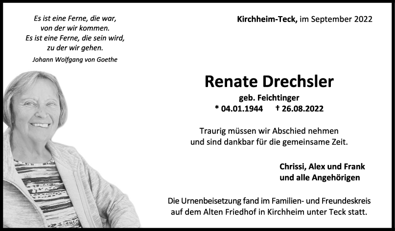 Trauer Renate Drechsler 17/09/2022