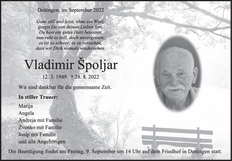 Trauer Vladimir Spoljar 07/09/2022