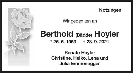 In Gedenken an Berthold Hoyler <br><p style=