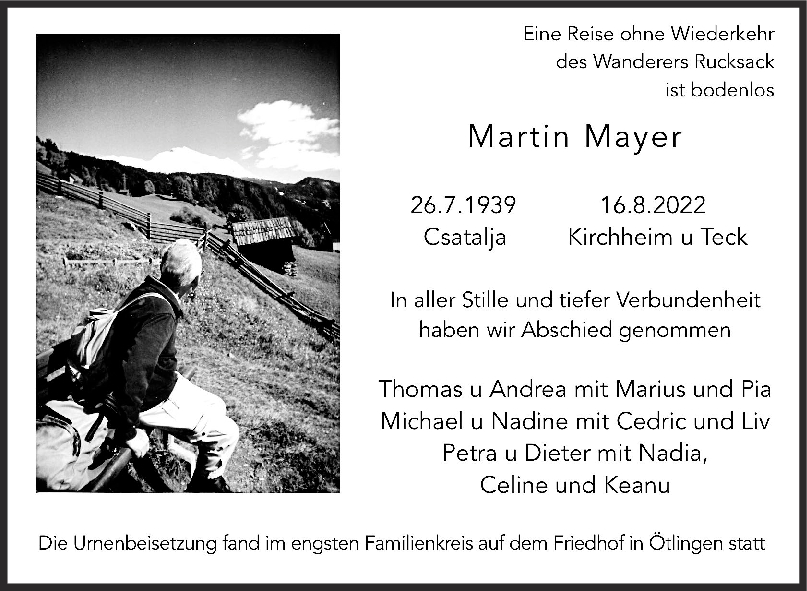 Trauer Martin Mayer <br><p style=