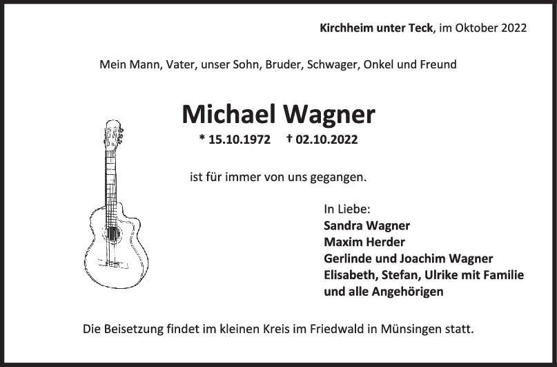 Trauer Michael Wagner 15/10/2022