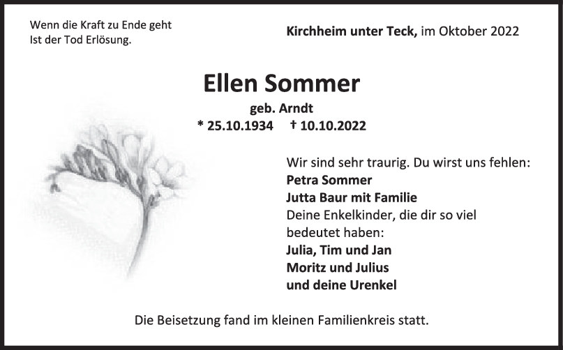 Trauer Ellen Sommer <br><p style=