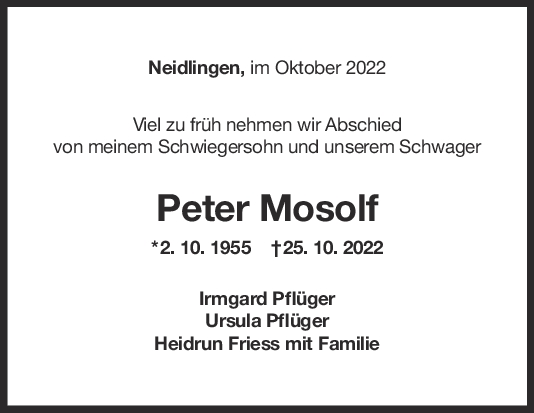 Nachruf Peter Mosolf <br><p style=