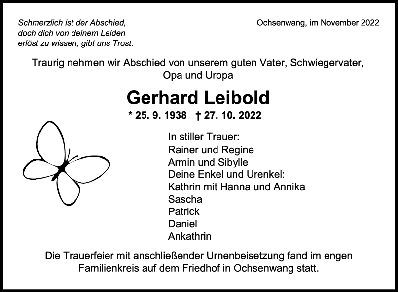 Trauer Gerhard Leibold <br><p style=