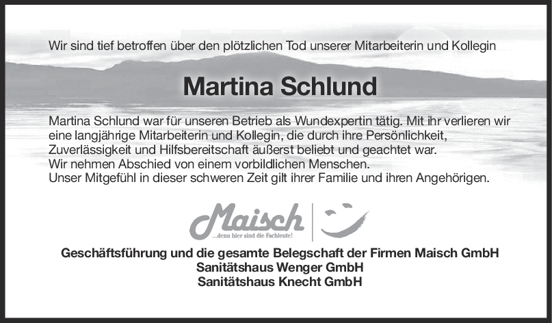 Nachruf Martina Schlund <br><p style=