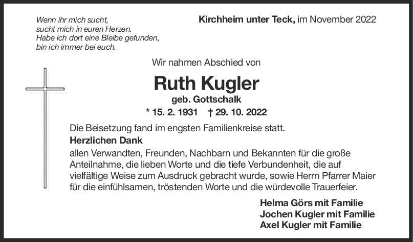 Danksagung Ruth Kluger <br><p style=