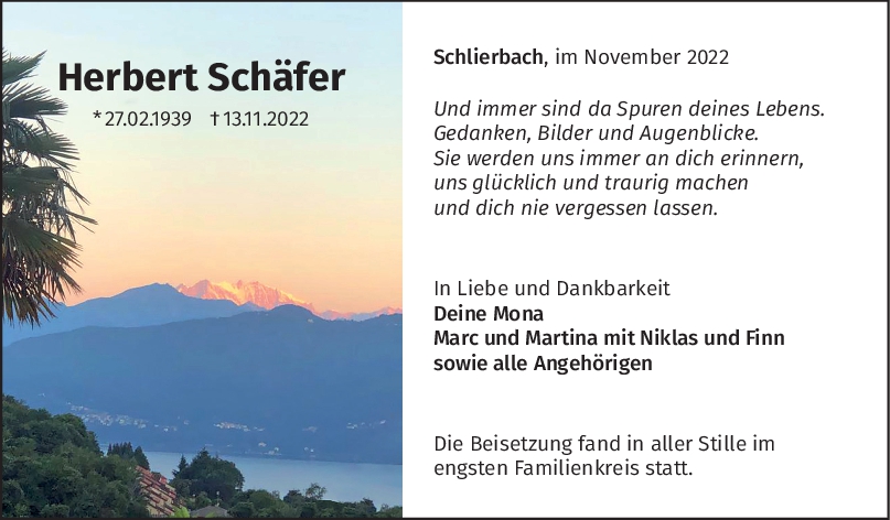 Trauer Herbert Schäfer 26/11/2022