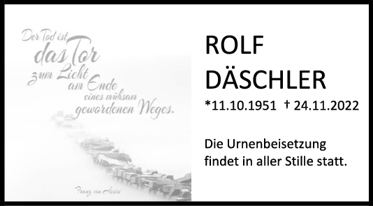 Trauer Rolf Däschler 25/11/2022