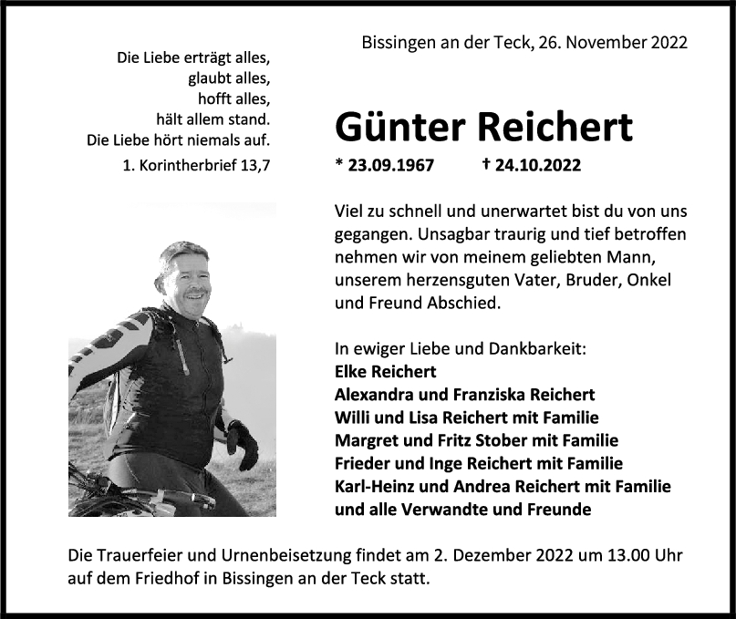 Trauer Günter Reichert <br><p style=