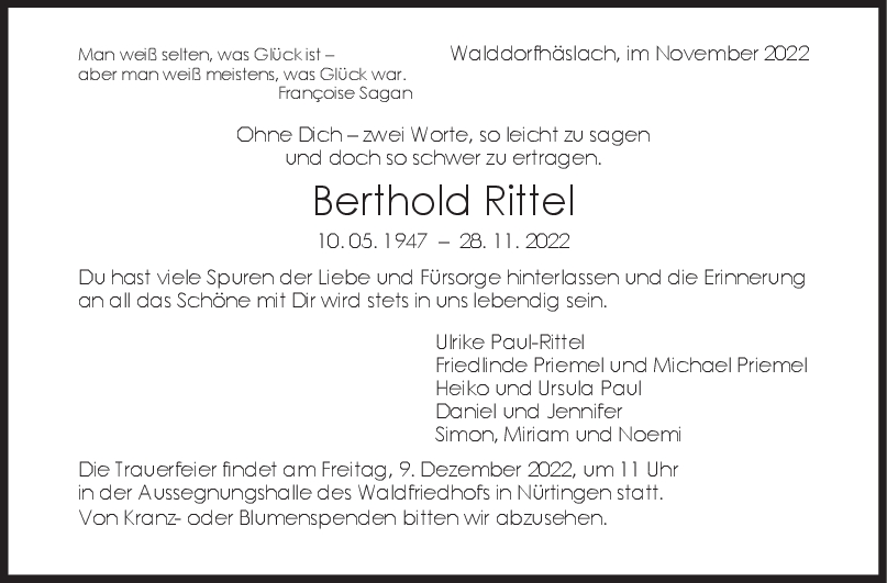 Trauer Berthold Rittel <br><p style=