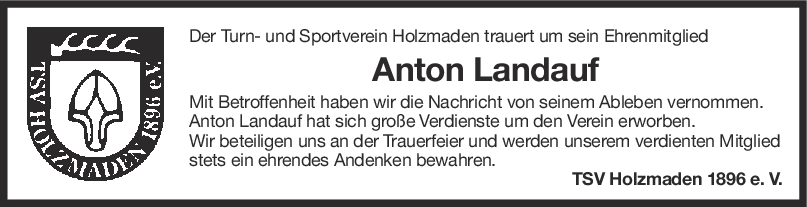 Nachruf Anton Landauf <br><p style=