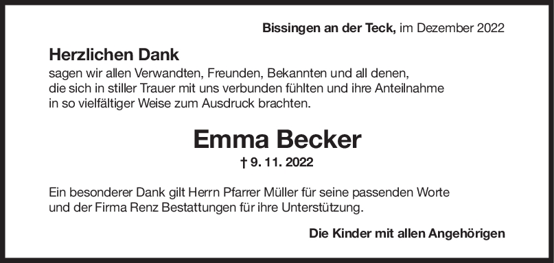 Danksagung Emma Becker <br><p style=