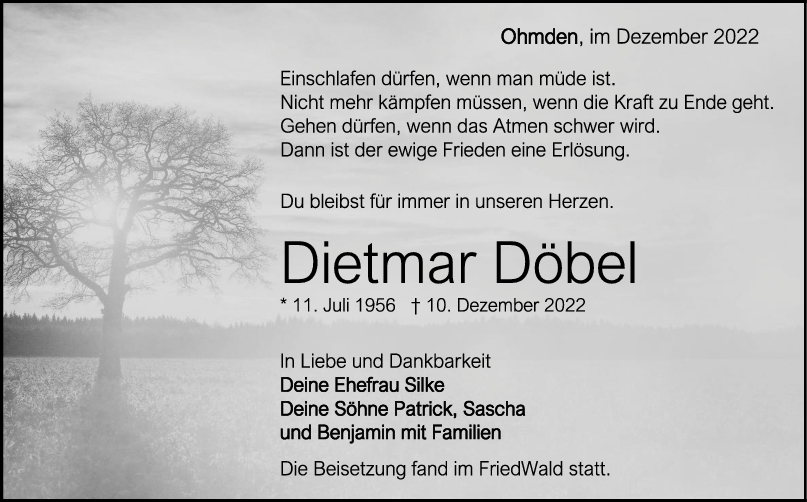 Trauer Dietmar Döbel <br><p style=