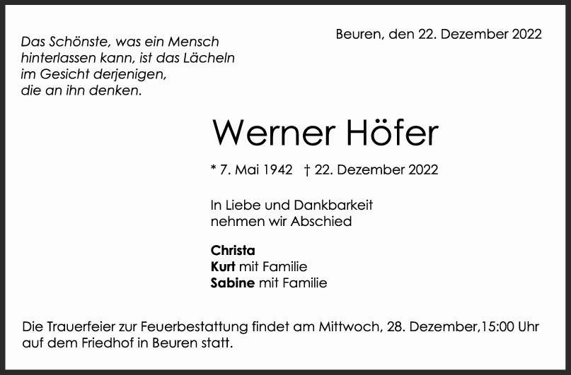 Trauer Werner Höfer <br><p style=