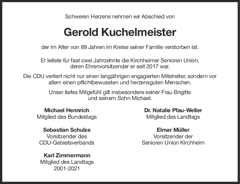 Nachruf Gerold Kuchelmeister <br><p style=
