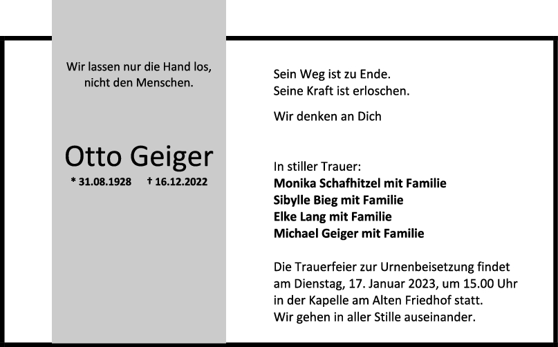 Trauer Otto Geiger <br><p style=