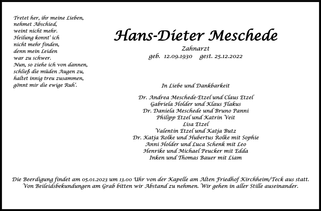 Trauer Hans-Dieter Meschede <br><p style=