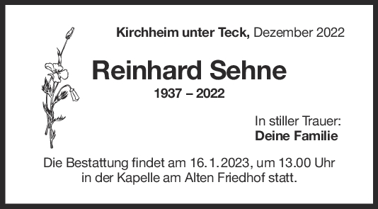 Trauer Reinhard Sehne <br><p style=