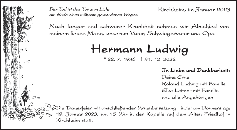 Trauer Hermann Ludwig <br><p style=