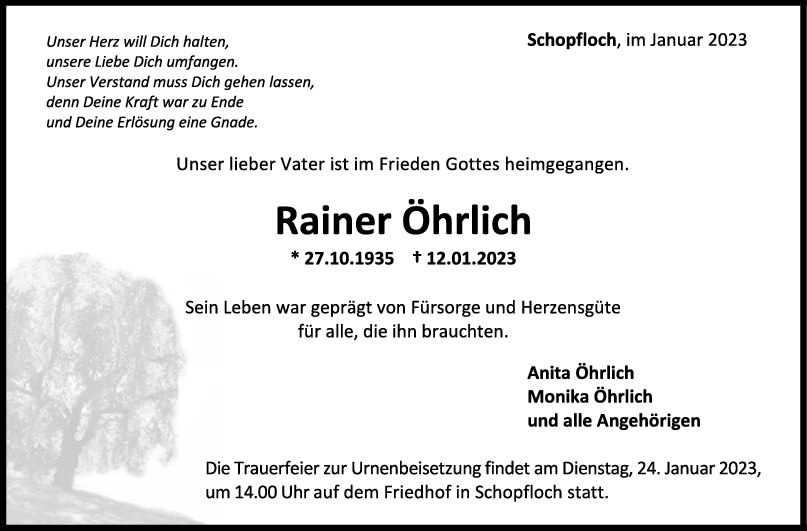 Trauer Rainer Öhrlich <br><p style=