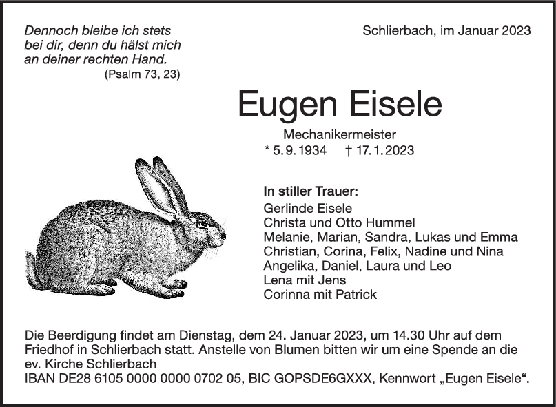 Trauer Eugen Eisele <br><p style=