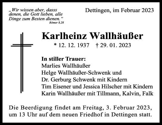 Trauer Karlheinz Wallhäußer <br><p style=