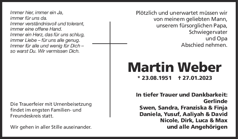 Trauer Martin Weber <br><p style=