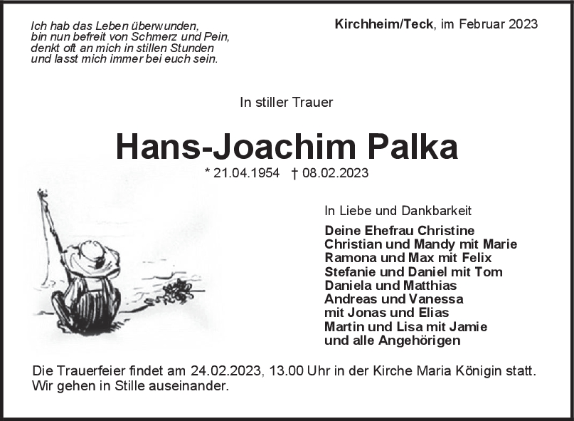 Trauer Hans-Joachim Palka 18/02/2023