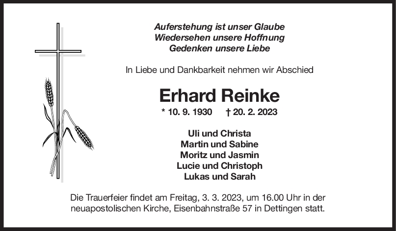 Trauer Erhard Reinke <br><p style=