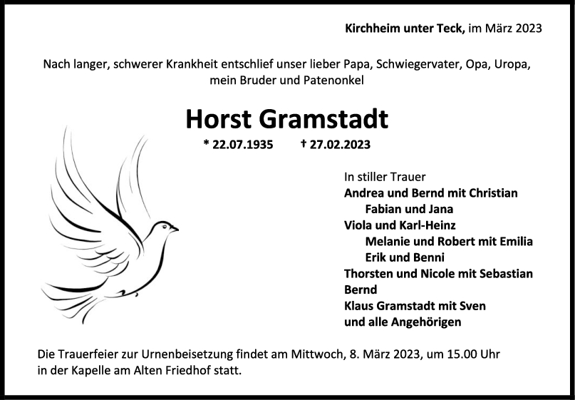 Trauer Horst Gramstadt <br><p style=