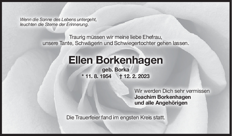 Trauer Ellen Borkenhagen 04/03/2023