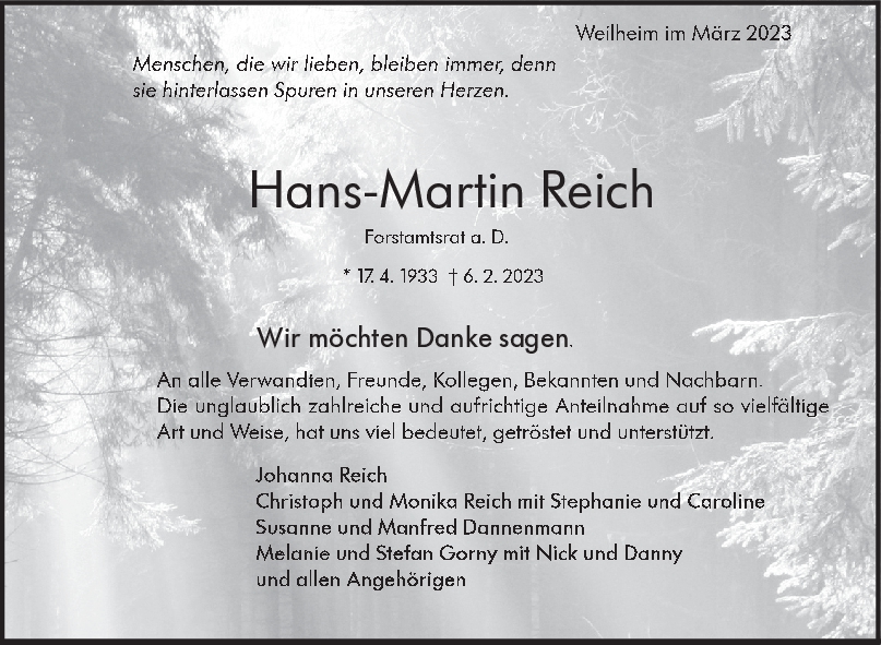 Trauer Hans-Martin Reich <br><p style=