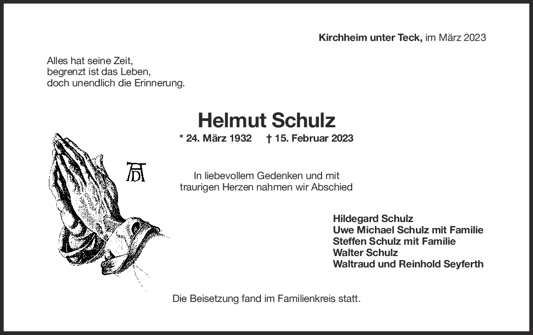 Trauer Helmut Schulz <br><p style=